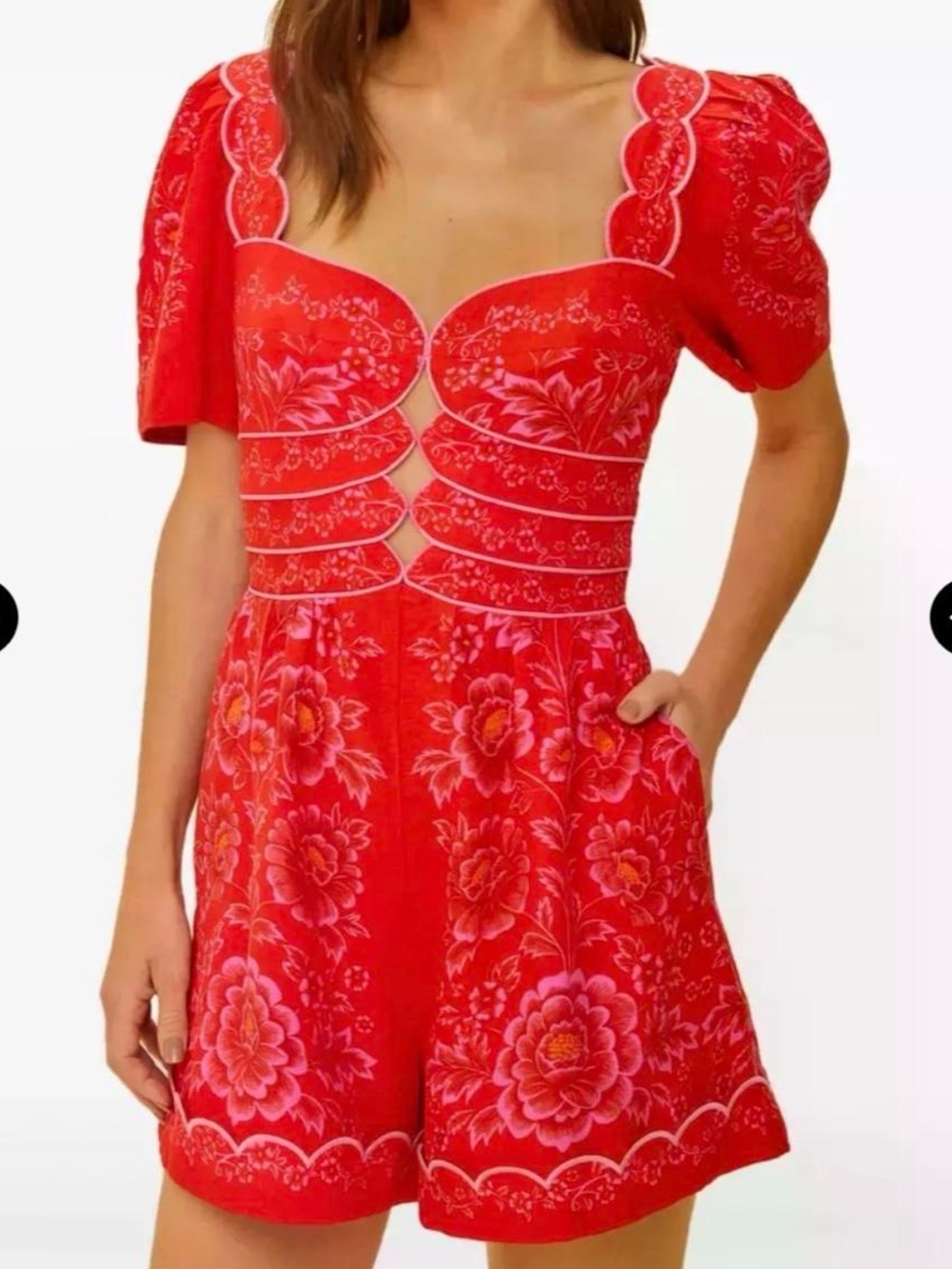Farm Rio Olivia Cutout Smocked Romper